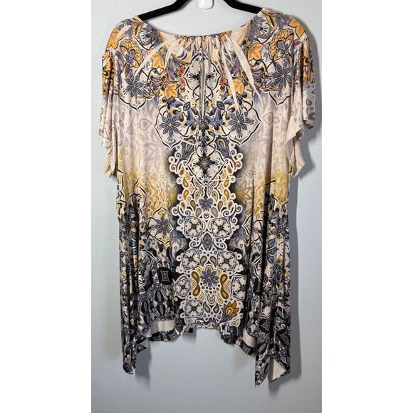 Y2K World Unity Women Embroidered Beaded Blouse 3X Boho Hippie Fairy Whimsy Goth - Picture 2 of 12